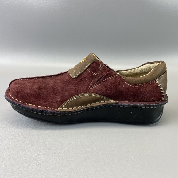 Eastland Roll Call Women's 7M Burgundy Suede Leather Clog‎ Wedge Loafer Shoes - Picture 3 of 14